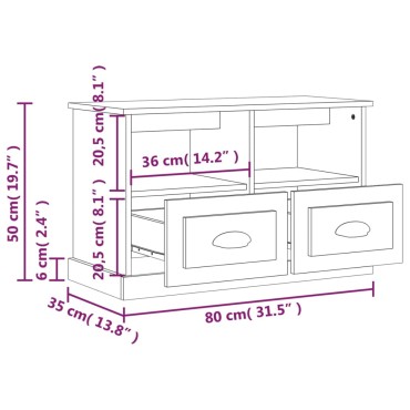 vidaXL Έπιπλο Τηλεόρασης Γκρι Sonoma 80x35x50cm από Επεξεργ. Ξύλο