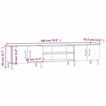 vidaXL Έπιπλο Τηλεόρασης Μαύρο 180x31,5x40 εκ. Επεξεργασμένο Ξύλο