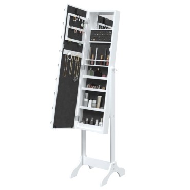 vidaXL Καθρέφτης Επιδαπέδιος με LED Λευκός 34 x 37 x 146 εκ.