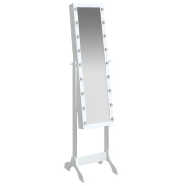 vidaXL Καθρέφτης Επιδαπέδιος με LED Λευκός 34 x 37 x 146 εκ.