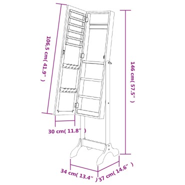 vidaXL Καθρέφτης Επιδαπέδιος 34 x 37 x 146 εκ.