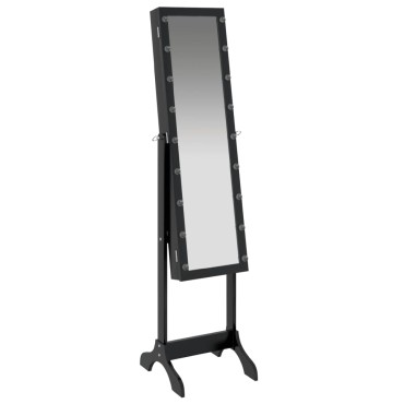 vidaXL Καθρέφτης Επιδαπέδιος με LED Μαύρος 34 x 37 x 146 εκ.