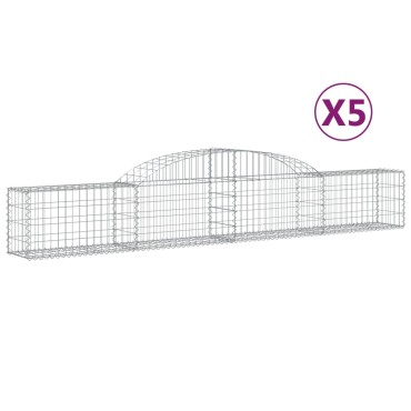 vidaXL Συρματοκιβώτια Τοξωτά 5 τεμ. 300x30x40/60 εκ. Γαλβαν. Ατσάλι