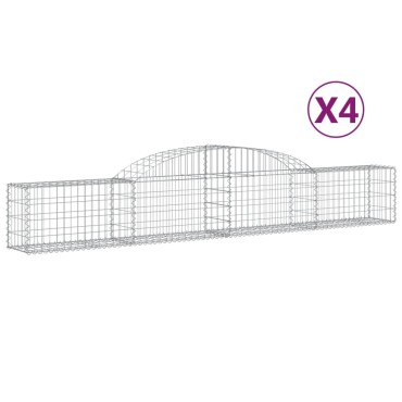 vidaXL Συρματοκιβώτια Τοξωτά 4 τεμ. 300x30x40/60 εκ. Γαλβαν. Ατσάλι