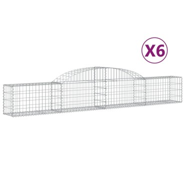 vidaXL Συρματοκιβώτια Τοξωτά 6 τεμ. 300x30x40/60 εκ. Γαλβαν. Ατσάλι