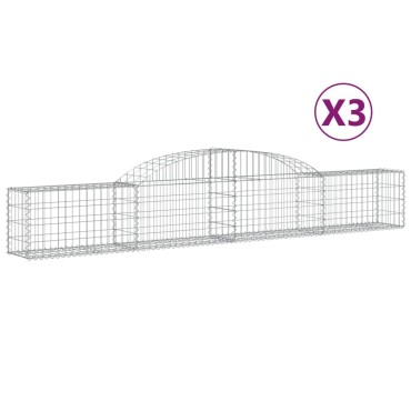 vidaXL Συρματοκιβώτια Τοξωτά 3 τεμ. 300x30x40/60 εκ. Γαλβαν. Ατσάλι