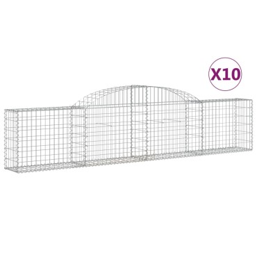 vidaXL Συρματοκιβώτια Τοξωτά 10 τεμ. 300x30x60/80 εκ. Γαλβαν. Ατσάλι
