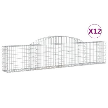 vidaXL Συρματοκιβώτια Τοξωτά 12 τεμ. 300x30x60/80 εκ. Γαλβαν. Ατσάλι