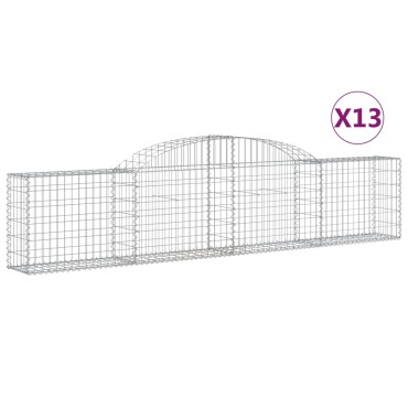 vidaXL Συρματοκιβώτια Τοξωτά 13 τεμ. 300x30x60/80 εκ. Γαλβαν. Ατσάλι