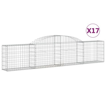 vidaXL Συρματοκιβώτια Τοξωτά 17 τεμ. 300x30x60/80 εκ. Γαλβαν. Ατσάλι