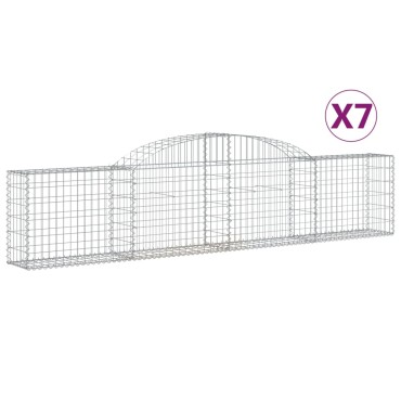 vidaXL Συρματοκιβώτια Τοξωτά 7 τεμ. 300x30x60/80 εκ. Γαλβαν. Ατσάλι