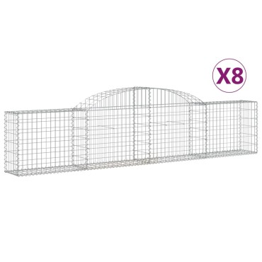 vidaXL Συρματοκιβώτια Τοξωτά 8 τεμ. 300x30x60/80 εκ. Γαλβαν. Ατσάλι