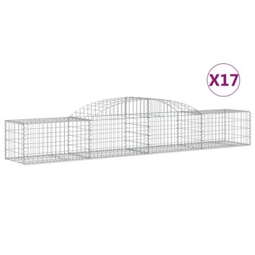 vidaXL Συρματοκιβώτια Τοξωτά 17 τεμ. 300x50x40/60 εκ. Γαλβαν. Ατσάλι