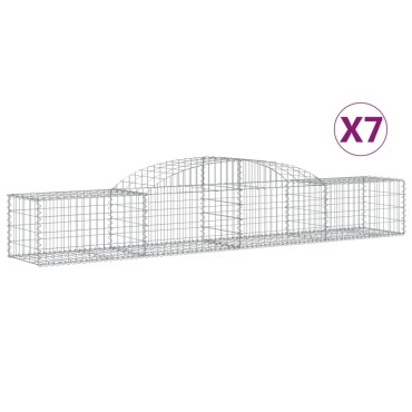 vidaXL Συρματοκιβώτια Τοξωτά 7 τεμ. 300x50x40/60 εκ. Γαλβαν. Ατσάλι