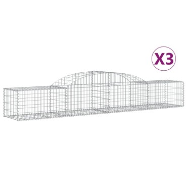 vidaXL Συρματοκιβώτια Τοξωτά 3 τεμ. 300x50x40/60 εκ. Γαλβαν. Ατσάλι