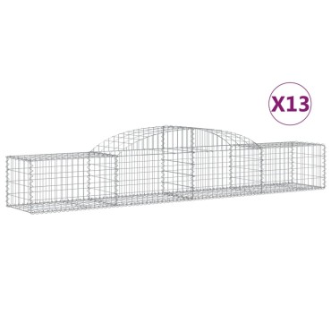 vidaXL Συρματοκιβώτια Τοξωτά 13 τεμ. 300x50x40/60 εκ. Γαλβαν. Ατσάλι