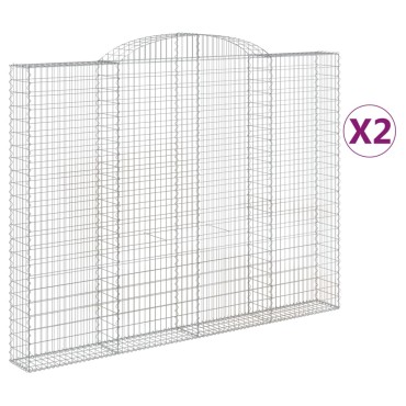 vidaXL Συρματοκιβώτια Τοξωτά 2 τεμ. 300x30x220/240 εκ. Γαλβαν. Ατσάλι
