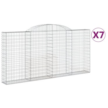 vidaXL Συρματοκιβώτια Τοξωτά 7 τεμ. 300x30x140/160 εκ. Γαλβαν. Ατσάλι