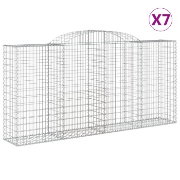 vidaXL Συρματοκιβώτια Τοξωτά 7 τεμ. 300x50x140/160 εκ. Γαλβαν. Ατσάλι