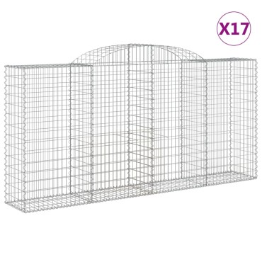 vidaXL Συρματοκιβώτια Τοξωτά 17 τεμ. 300x50x140/160 εκ. Γαλβαν. Ατσάλι