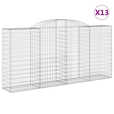 vidaXL Συρματοκιβώτια Τοξωτά 13 τεμ. 300x50x140/160 εκ. Γαλβαν. Ατσάλι