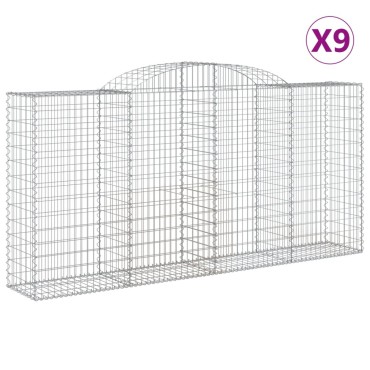 vidaXL Συρματοκιβώτια Τοξωτά 9 τεμ. 300x50x140/160 εκ. Γαλβαν. Ατσάλι