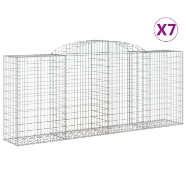 vidaXL Συρματοκιβώτια Τοξωτά 7 τεμ. 300x50x120/140 εκ. Γαλβαν. Ατσάλι