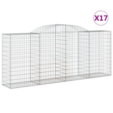 vidaXL Συρματοκιβώτια Τοξωτά 17 τεμ. 300x50x120/120 εκ. Γαλβαν. Ατσάλι