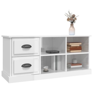 vidaXL Έπιπλο Τηλεόρασης Γυαλ. Λευκό 102x35,5x47,5cm Επεξεργ. Ξύλο