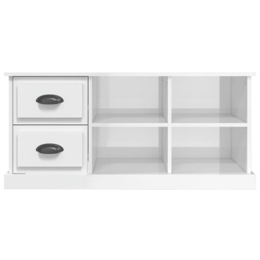 vidaXL Έπιπλο Τηλεόρασης Γυαλ. Λευκό 102x35,5x47,5cm Επεξεργ. Ξύλο