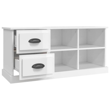vidaXL Έπιπλο Τηλεόρασης Γυαλ. Λευκό 102x35,5x47,5cm Επεξεργ. Ξύλο