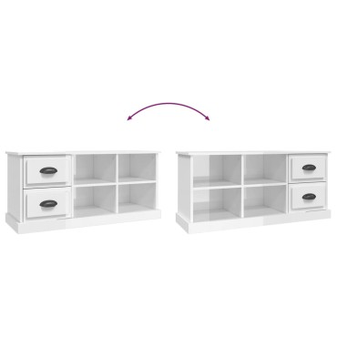 vidaXL Έπιπλο Τηλεόρασης Γυαλ. Λευκό 102x35,5x47,5cm Επεξεργ. Ξύλο
