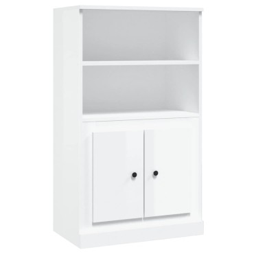 vidaXL Ντουλάπι Γυαλ. Λευκό 60x35,5x103,5cm από Επεξεργασμένο Ξύλο 1 τεμ.