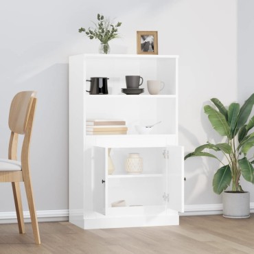 vidaXL Ντουλάπι Γυαλ. Λευκό 60x35,5x103,5cm από Επεξεργασμένο Ξύλο 1 τεμ.