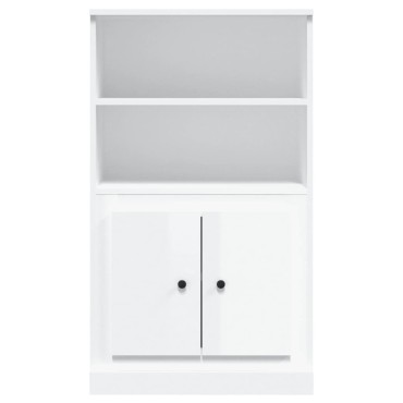 vidaXL Ντουλάπι Γυαλ. Λευκό 60x35,5x103,5cm από Επεξεργασμένο Ξύλο 1 τεμ.