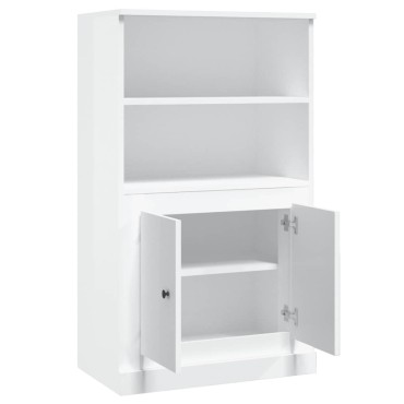 vidaXL Ντουλάπι Γυαλ. Λευκό 60x35,5x103,5cm από Επεξεργασμένο Ξύλο 1 τεμ.