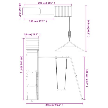 vidaXL Παιδική Χαρά Εξωτερικού Χώρου από Μασίφ Ξύλο Ψευδοτσούγκας