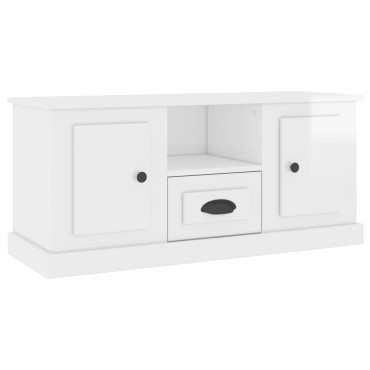 vidaXL Έπιπλο Τηλεόρασης Γυαλ. Λευκό 100x35,5x45cm Επεξεργασμένο Ξύλο