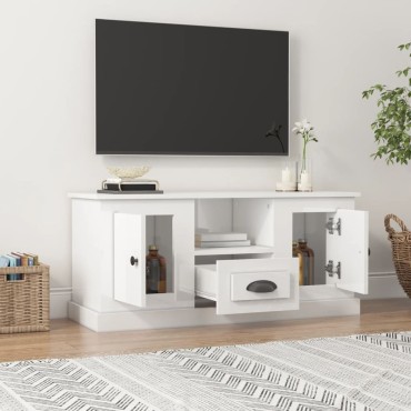 vidaXL Έπιπλο Τηλεόρασης Γυαλ. Λευκό 100x35,5x45cm Επεξεργασμένο Ξύλο