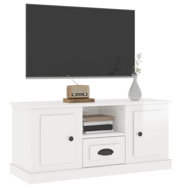 vidaXL Έπιπλο Τηλεόρασης Γυαλ. Λευκό 100x35,5x45cm Επεξεργασμένο Ξύλο
