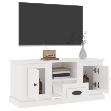 vidaXL Έπιπλο Τηλεόρασης Γυαλ. Λευκό 100x35,5x45cm Επεξεργασμένο Ξύλο