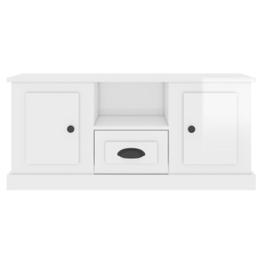 vidaXL Έπιπλο Τηλεόρασης Γυαλ. Λευκό 100x35,5x45cm Επεξεργασμένο Ξύλο
