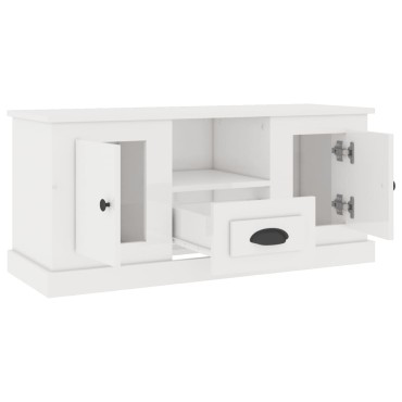 vidaXL Έπιπλο Τηλεόρασης Γυαλ. Λευκό 100x35,5x45cm Επεξεργασμένο Ξύλο