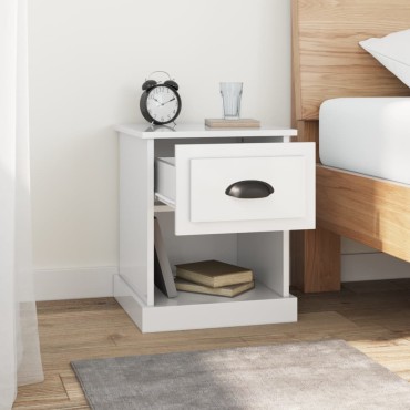 vidaXL Κομοδίνα 2 τεμ. Γυαλ. Λευκό 39x39x47,5cm Επεξεργασμένο Ξύλο