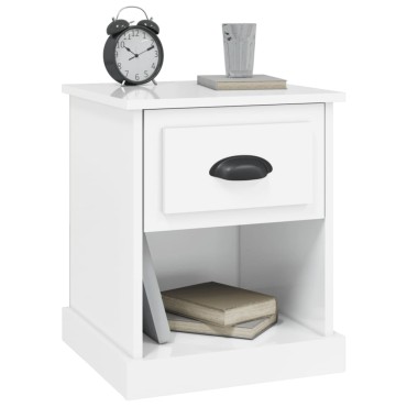 vidaXL Κομοδίνα 2 τεμ. Γυαλ. Λευκό 39x39x47,5cm Επεξεργασμένο Ξύλο