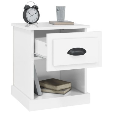 vidaXL Κομοδίνα 2 τεμ. Γυαλ. Λευκό 39x39x47,5cm Επεξεργασμένο Ξύλο