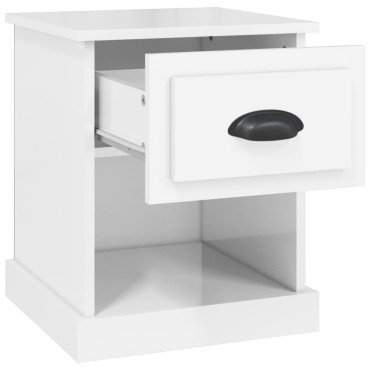 vidaXL Κομοδίνα 2 τεμ. Γυαλ. Λευκό 39x39x47,5cm Επεξεργασμένο Ξύλο