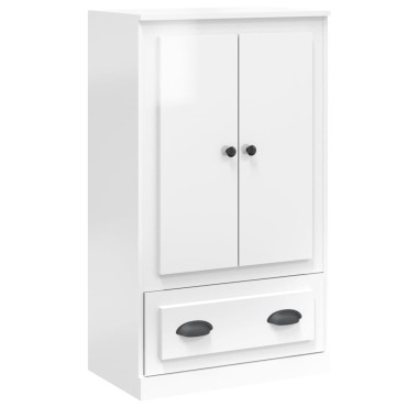 vidaXL Ντουλάπι Γυαλ. Λευκό 60x35,5x103,5cm από Επεξεργασμένο Ξύλο 1 τεμ.