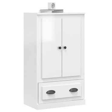 vidaXL Ντουλάπι Γυαλ. Λευκό 60x35,5x103,5cm από Επεξεργασμένο Ξύλο 1 τεμ.