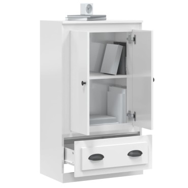 vidaXL Ντουλάπι Γυαλ. Λευκό 60x35,5x103,5cm από Επεξεργασμένο Ξύλο 1 τεμ.